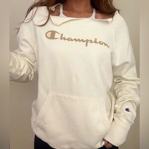 Champion Cream Long Sleeve Cut Out Hoodie